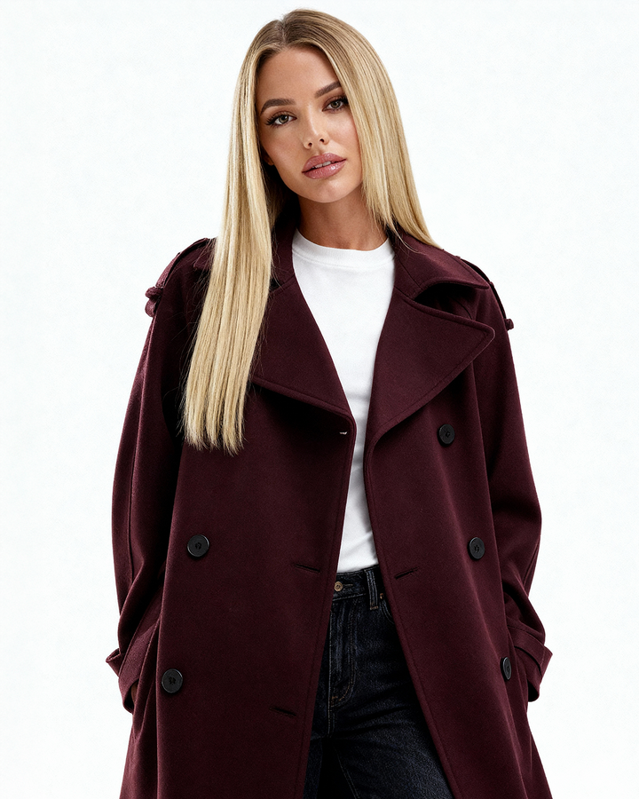 Amalia | Wine Red Trench Coat