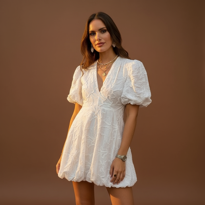 Lana | Embroidered Puff Dress