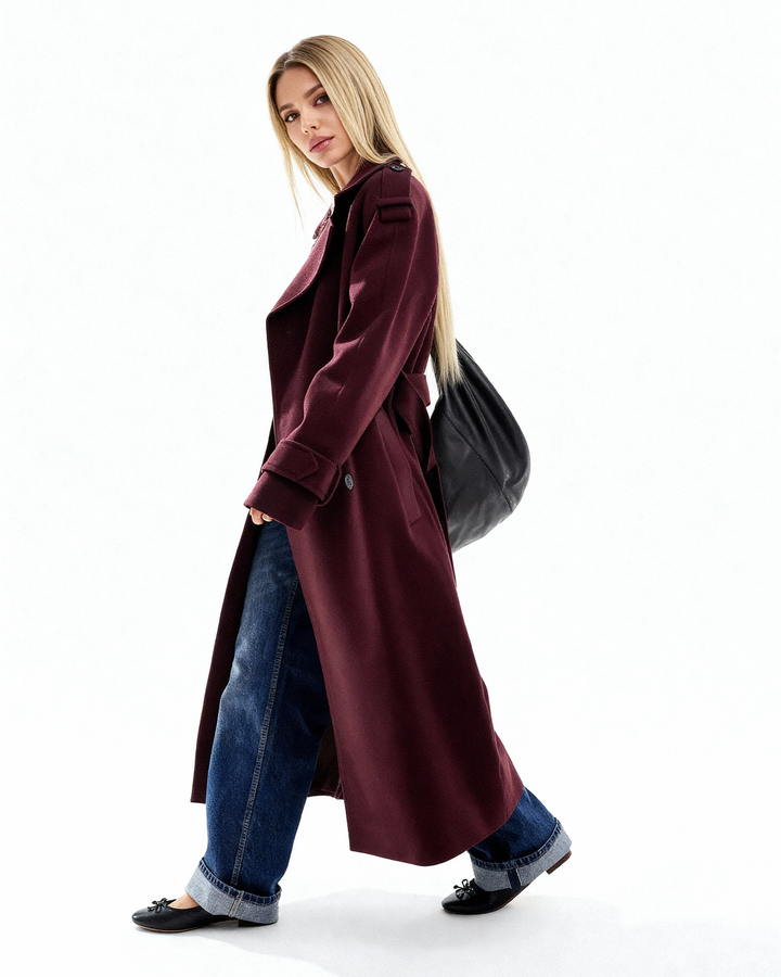 Amalia | Wine Red Trench Coat