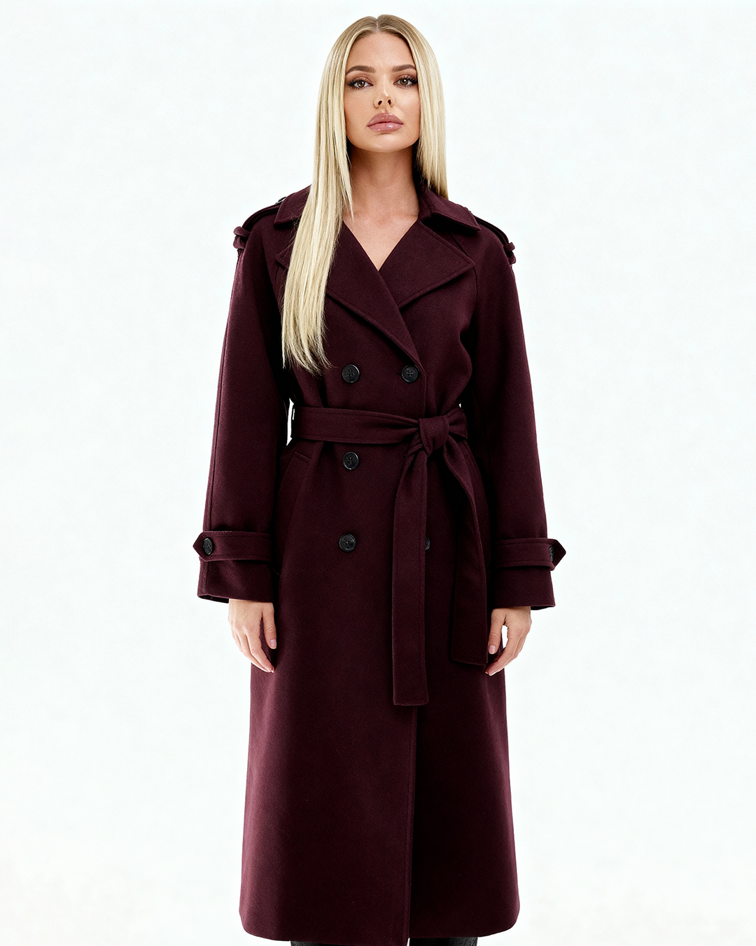 Amalia | Wine Red Trench Coat