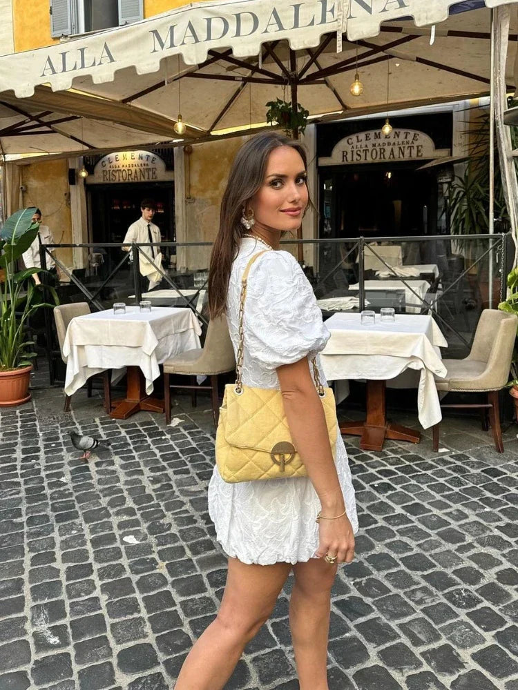 Lana | Embroidered Puff Dress