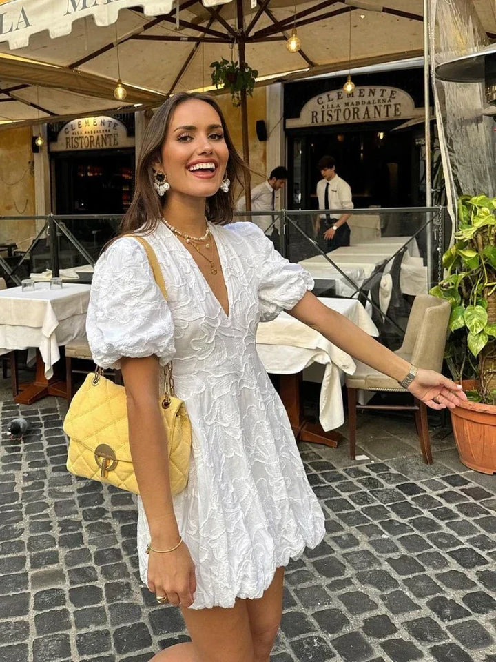 Lana | Embroidered Puff Dress