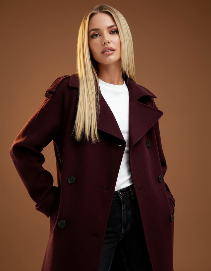 Amalia | Wine Red Trench Coat