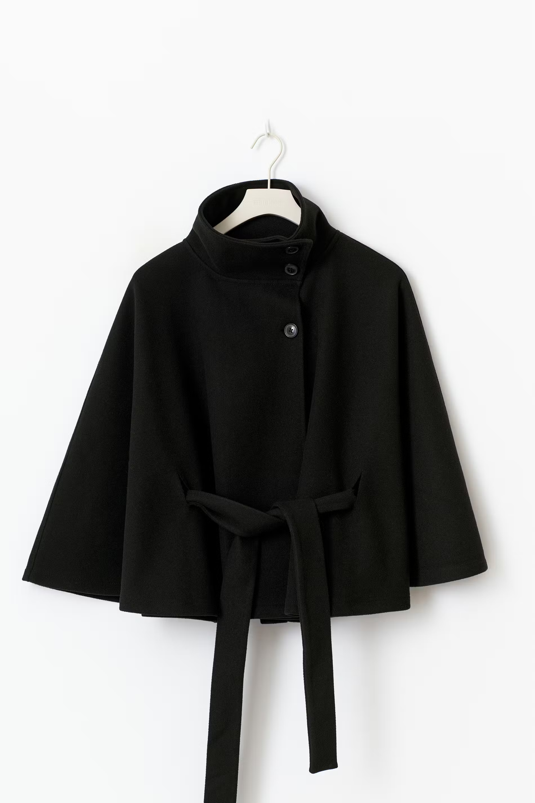 Lara | Cape Coat with Belt and Stand-up Collar